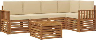 vidaXL Conjunto De Sof&aacute;s De Exterior 6 Uds. Natural Y Beige Poli&eacute;ster Vidaxl