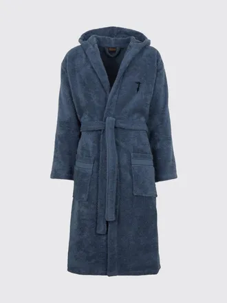 Trussardi Accappatoio con cappuccio in spugna di cotone e logo ricamato a contrasto