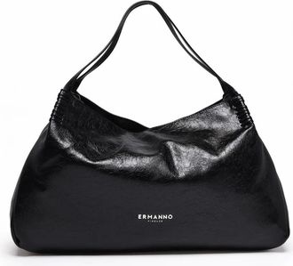 Ermanno Scervino Black Vivian Compartmentalized Polyurethane Tote Bag