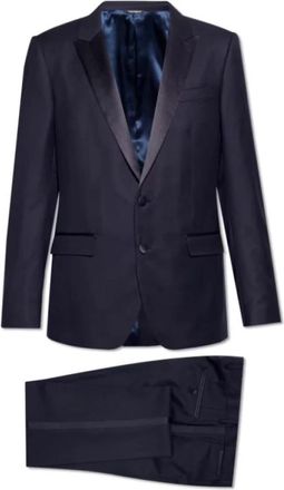 Dolce & Gabbana Tailored Tweedelig Pak met Contrasterende Revers - Heren - Business pakken - Blauw - 2XL - Tweed - Kostuums