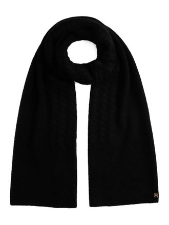 Tommy Hilfiger cable-knit logo scarf - women - Recycled Polyester/Wool/Nylon/Alpaca/Elastane - One Size - Black