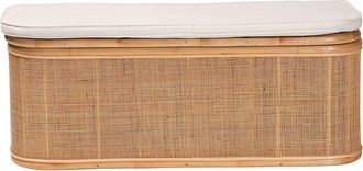 Baxton Studio Ishana Bohemian Rattan Storage Bench