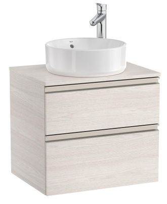 Roca Roca - Mueble Base De 2 Cajones Para Lavabo De Sobre Encimera Central The Gap Color: Fresno N&oacute;rdico - Medidas: 605x460x537 Mm