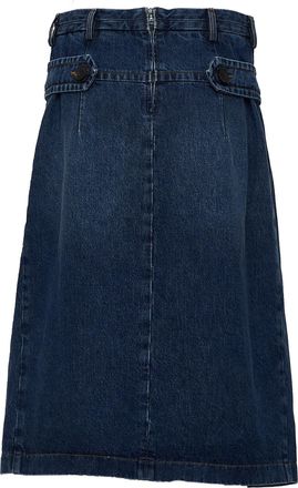 Dries Van Noten Sente Den Flared Front Slit Denim Midi Skirt