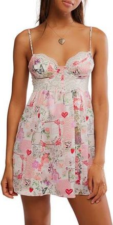 Free People Midnight Muse Mini Nightgown in Ivory/Floral Print Combo at Nordstrom Rack, Size Medium