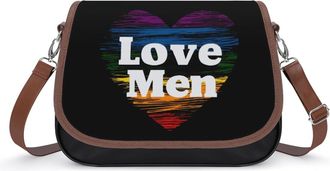 Generic I Love Men Rainbow LGBT Heart Small Womens Crossbody Bags Shoulder Handbag with Adjustable Strap for Travel