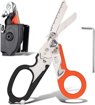OEM Tijeras Multifuncionales 6 En 1 Para Traumatismos - Tijeras De Supervivencia - Tijeras Para Traumatismos - Cortador De Cinturones De Seguridad - Tijer