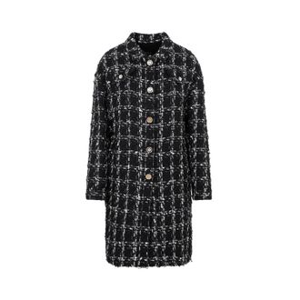 Giambattista Valli Black And White Checked Bouclé Coat-Donna