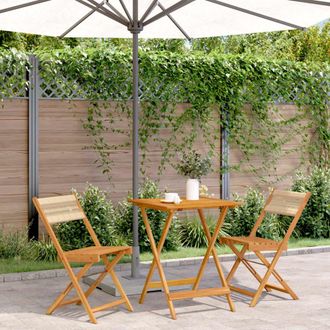 vidaXL Vidaxl - Juego De Bistro De 3 Piezas Polipropileno Y Madera Maciza Beige