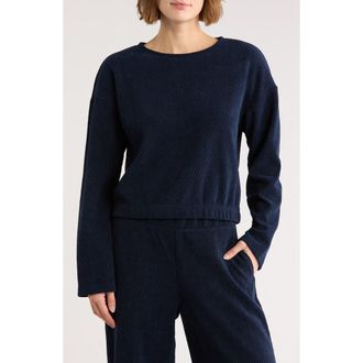 90 Degree by Reflex Herringbone Crop Pullover Sweatshirt in True Navy at Nordstrom Rack, Size X-Small