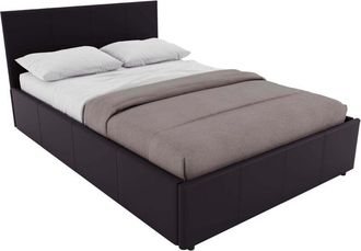 Home Discount Lisbon Double Ottoman Faux Leather Storage Bed with Gel Memory Foam Pocket Spring Mattress, Brown