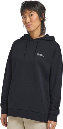 Jack Wolfskin Kapuzenpullover JACK WOLFSKIN ESSENTIAL HOODIE W, Damen, Gr. L (42/44), blau (schwarz, navy), Obermaterial: 100% Baumwolle, Pullover Kapuzenpullover