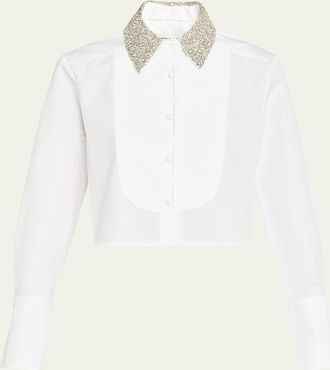 TWP Sedgewick Embellished-Collar Cropped Shirt