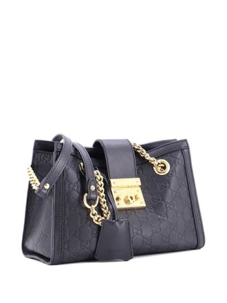 Gucci Padlock Chain Tote Guccissima Leather Small shoulder bag - Zwart