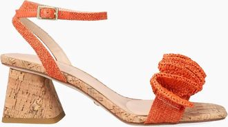 Pelle Moda Womens Tiann Block Heel Sandals In Tangerine
