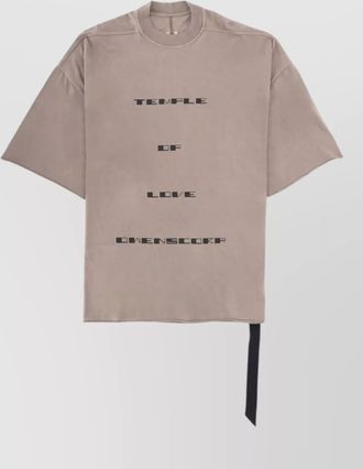 Rick Owens asymmetric hem crew neck graphic shirt