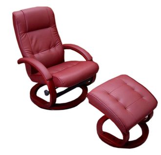 Hhg Hhg - Non Utilizzato] Poltrona Relax Reclinabile La Spezia Ecopelle Girevole Con Poggiapiedi Bordeaux