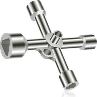 OEM Llave Triangular De 4 V&iacute;as, 5 Tama&ntilde;os, Di&aacute;metro Interior 7 Mm/10 Mm/12 Mm/13 Mm/18 Mm. Llave Multiusos Para Cajas De Conexiones El&eacute;ctricas, De Gas, De