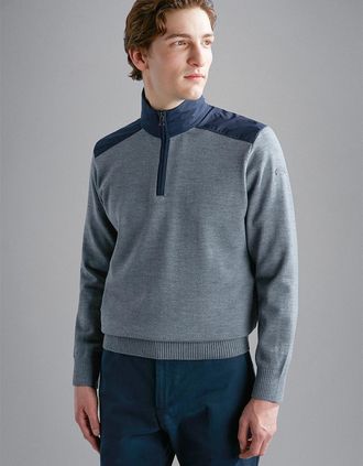 Paul & Shark Mens Paul & Shark Wool Sweater with Typhoon Insert - Grey - Size: 40