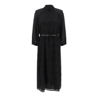 PESERICO Kleedjes, Dames, Zwart, L, Polyester, Fil Coup&eacute; Jurk