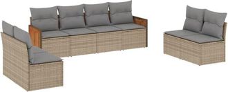vidaXL Vidaxl - Juego De Sof&aacute;s De Jard&iacute;n Con Cojines Beige 8 Pzas Rat&aacute;n Pe