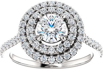 Pompeii3 1 Ct Diamond EX3 Lab Grown Double Halo Engagement Ring 10k White Gold
