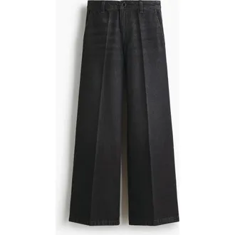 H&M Super Wide High Jeans in Washed Black at Nordstrom, Size 10