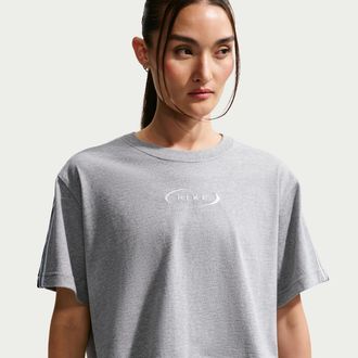 Nike Womens Nike Sportswear Classic Loose Cropped T-Shirt in Grey | IR7869-063