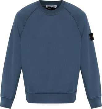 Stone Island Oversized katoenen sweater met ronde hals - Heren - Sweatshirts - Blauw - S - Katoen - Hoodies & sweatvesten