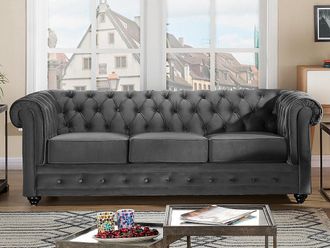 Vente-Unique Divano CHESTERFIELD 3 posti in velluto Antracite