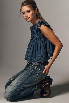 Pilcro The Jade Denim Swing Top by Pilcro