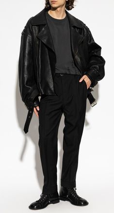 Balmain Leather Jacket, Mens, Black