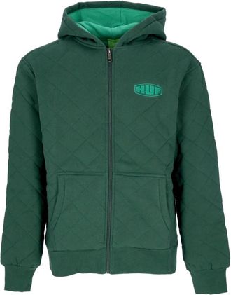 HUF Gewatteerde Hoodie Met Rits Workman Bosgroen - Heren - Vesten met rits - Groen - S - Katoen - Hoodies & sweatvesten