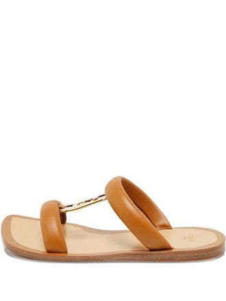 Fendi leather slide sandals - Marrone