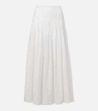Staud Procida pleated cotton maxi skirt