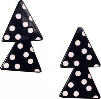 Sunshine Tienda Womens Polka Triangle Earrings In Navy And White