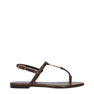Saint Laurent Cassandra Sandalen Damens Leder Braun/Walnuss