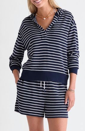 Vineyard Vines Terry Hoodie in Bay Stripe Navy at Nordstrom, Size Xx-Small