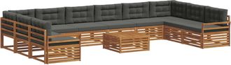 vidaXL Juegos De Sof&aacute;s 11 Uds. Natural Y Antracita Vidaxl
