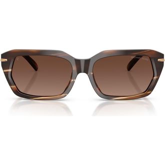 Michael Kors Lake Tahoe 54mm Gradient Polarized Rectangular Sunglasses in Brown Horn /Brown Solid Polar at Nordstrom