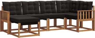 vidaXL Conjunto De Sof&aacute;s De Exterior 6 Uds. Natural Y Negro Vidaxl