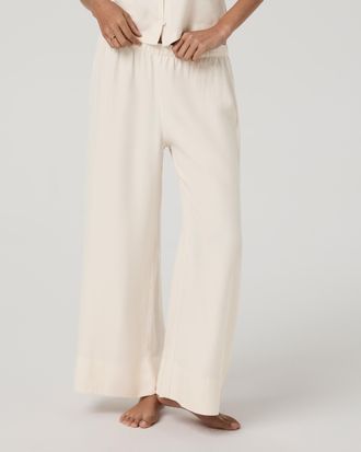Vuori Clothing Trestles Twill Crop Top Wideleg Pants | Natural | XS, Size Extra Small