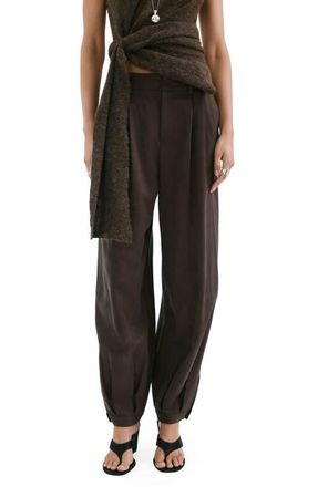 Mango Pleated Baggy Pants in Chocolate at Nordstrom, Size 6
