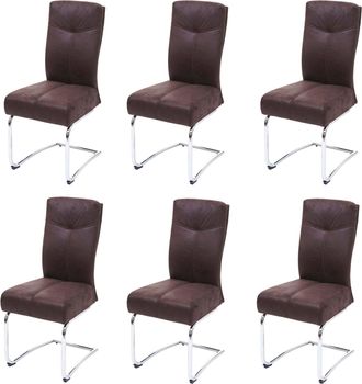 Hhg Hhg - Nunca Usado] Lote De 6 Sillas De Comedor 710, Silla De Cocina Basculante, Aspecto Ante Textil, Marr&oacute;n