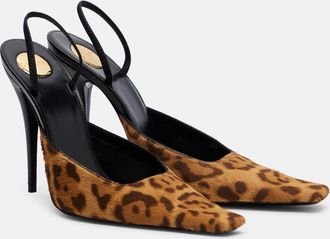Saint Laurent Tuileries 110 leopard-print slingback pumps