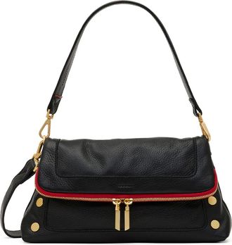Hammitt Medium Beverly Leather Shoulder Bag in Black/brushed Gold Red Zip at Nordstrom