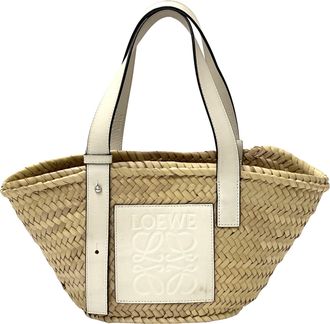 Loewe White Leather Basket Tote Bag (Pre-Owned)