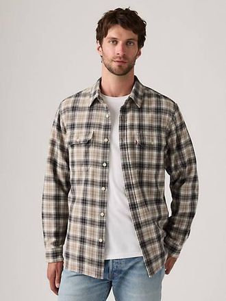 Levi's Jackson Worker Overshirt - Mens - XL - Neutral / Calvin Plaid Oatmeal Flannel