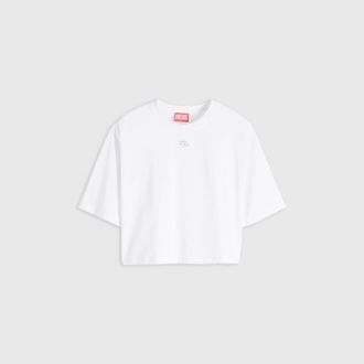 Diesel T-shirt with cut-out embroidered logo - T-Shirts - Woman - White