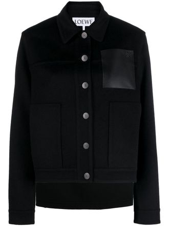 Loewe Anagram-debossed shirt jacket - women - Cashmere/Wool - 34 - Black